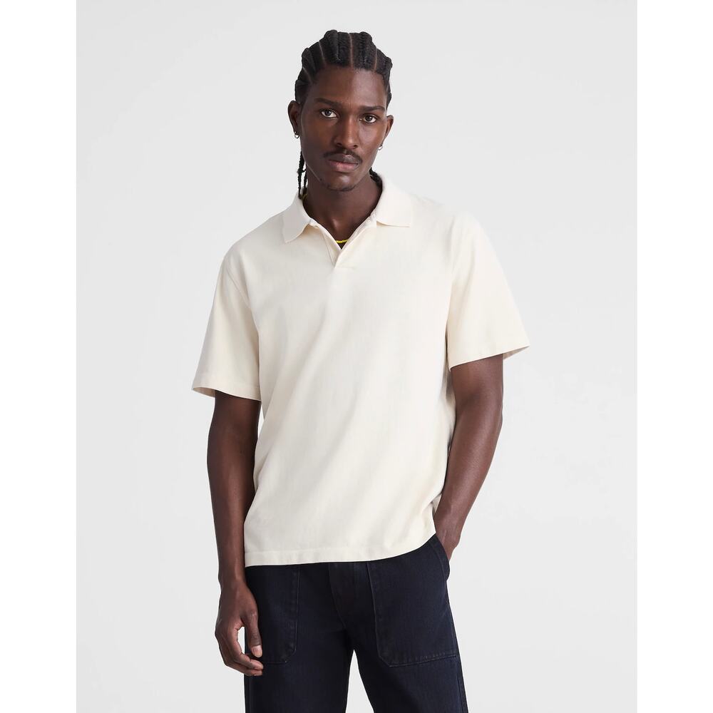 NWT Madewell Men's Short-Sleeve Compact-Knit Polo in Parchment size XXL